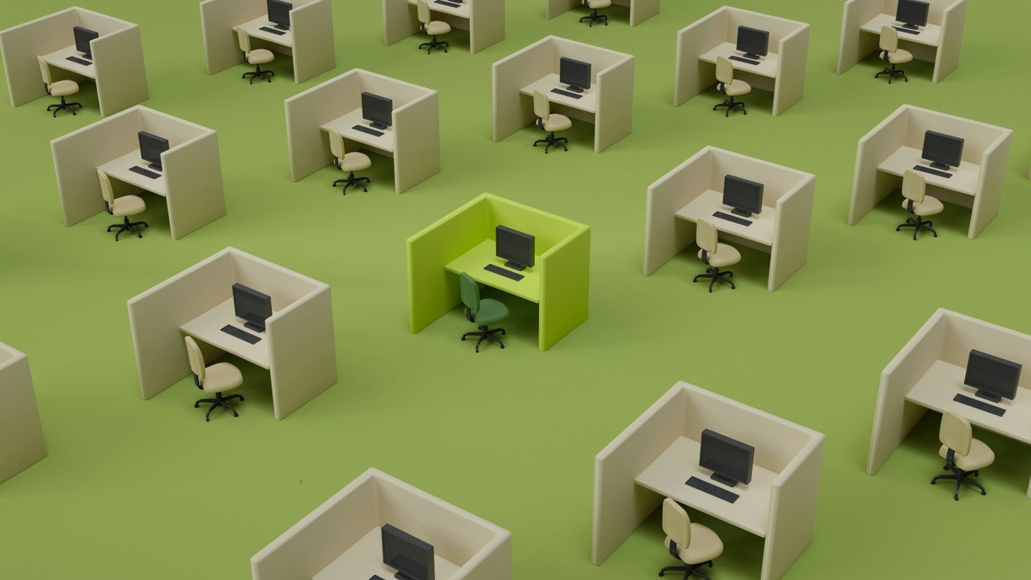 3D ofis modelleme ve yerleşim planı